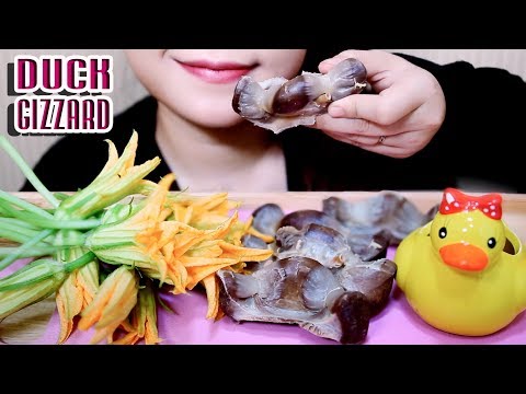 ASMR DUCK gizzard and Gourd flower , Satisfying eating sounds| LINH-ASMR