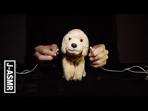 [音フェチ]犬のぬいぐるみ - Touching a stuffed dog with Earphone mics[ASMR]