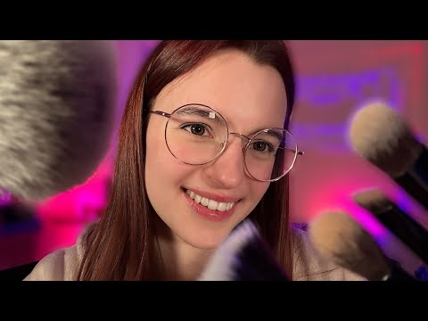 ASMR| Brushing You, No talking, Fast and Aggressive , 10 brushes in 10 min Visuals and Mouth sounds