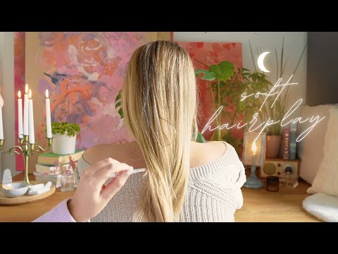 ASMR soft spoken *super slow* real person hair & back treatment | brushing, tracing, scratching