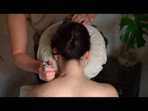 ASMR Nape, Hairline & Scalp Attention w/ Parting, Acupressure, Metal Roller on Sophia (No Talking)