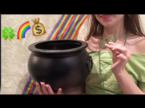 Asmr Finding a leprechauns gold at the end of the rainbow🌈🍀💰 coin play & touching coins st pattys