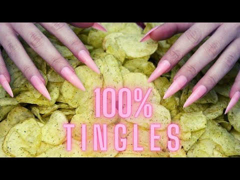 Asmr Scratching and Crushing Potato Chips -  No Talking ( Long Nails ) Intense Tingles