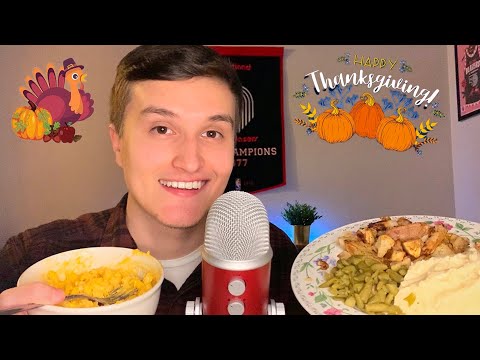 ASMR | Thanksgiving Day Meal Mukbang (Mac & Cheese, Mashed Potatoes, etc.)