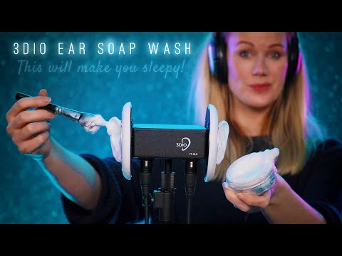 ASMR | 3Dio EAR WASH WITH SOAP | Close-up Shampoo Sounds & Ear Attention | Isabel imagination