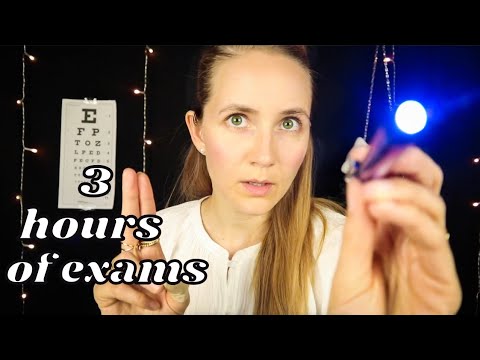 ASMR 3 HOURS of Relaxing Medical Exams (Ear Cleanings, Cranial Nerve, Eye Exams etc.)