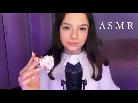 ASMR Shaving cream on the mic 🤤 /АСМР Пенка для бритья на микрофоне ☁️