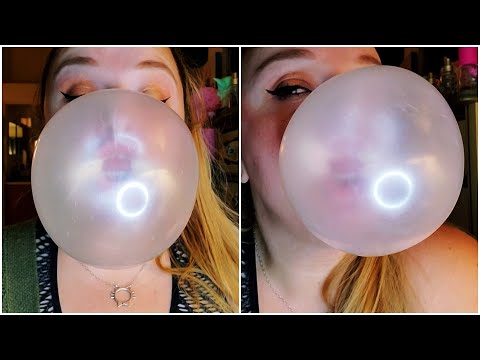 ASMR | Doing My Makeup and Chewing Gum | Blowing Bubbles | VERY Little Talking