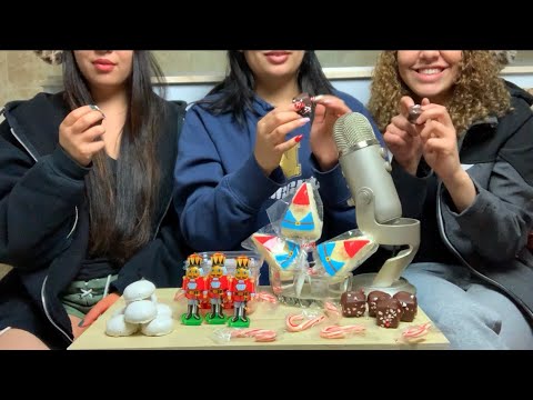 ASMR| Eating Christmas Goodies🎅🏼  (marshmallows, chocolate, candy cane, s’mores, & gram crackers)
