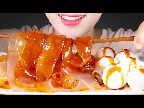 ASMR Buldak Fire Glass Noodles and Soft Boiled Eggs | Eating Sounds Mukbang