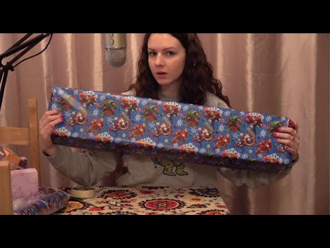 Unintentional(ish) ASMR Gift Wrapping - paper sounds, sticky, soft speaking