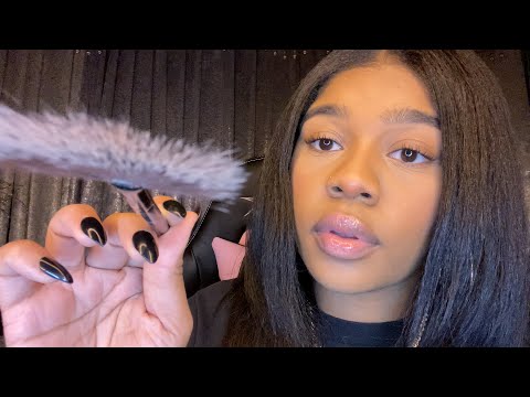 ASMR- Personal Attention Triggers W/ Mouth Sounds💓✨ (FACE BRUSHING,  ~BLINK~ MASCARA APPLICATION)