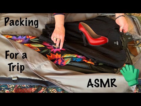 ASMR REQUEST/ Packing a suitcase (No talking) Clothing, Zippers, hangers, etc/looped for length