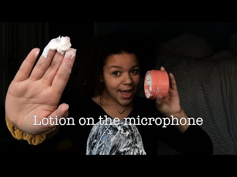 ASMR- putting lotion on the microphone (plastic wrap sounds)