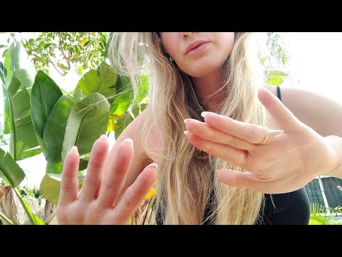 ASMR Hand Movements Outside 🌿| Tongue Clicking, mouth sounds