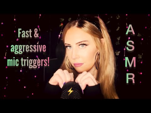 ASMR ⚡️ FAST & AGGRESSIVE mic scratching, pumping, swirling, & fuzzy mic with mouth sounds ⚡️ #asmr