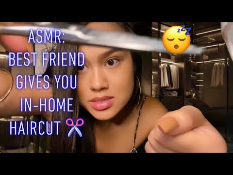 ASMR: Best Friend Gives You In-Home Haircut | Gum Chewing (No Snapping) | Hair Brushing | Roleplay