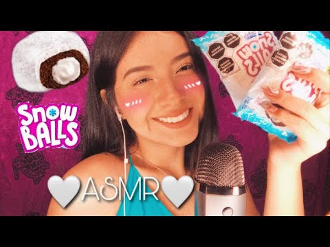 Comiendo snowballs | Panecitos de chocolate y bombón | Eating sounds | Andrea ASMR 🦋