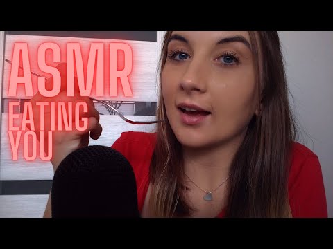 ASMR| eating you with fork *close up, mouth sounds, breathing*
