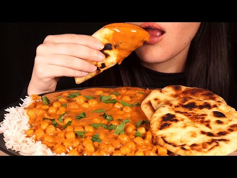 ASMR Butter Chickpeas With Rice & Naan ~ Vegan (No Talking)