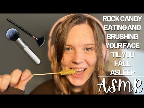 🎧ASMR | 🍭Eating Crunchy Rock Candy and Brushing Your Face Until You Fall Asleep😴