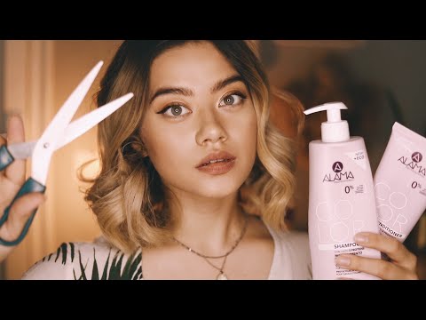 [ASMR] Sleep-Inducing Hair Cut| Brushing| Massage| Scissors, Dryer| Roleplay| Personal Attention