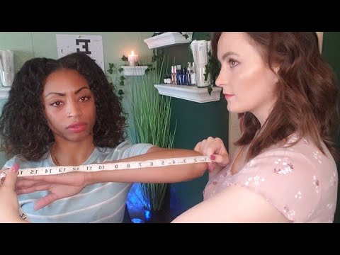 ASMR REAL PERSON FULL BODY MEASURING on Shanna (arms, legs, feet) with writing sounds