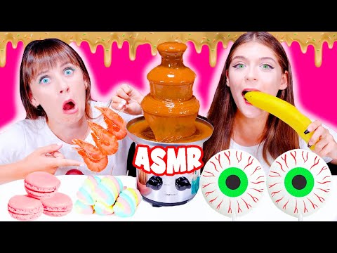 ASMR Chocolate Fountain Mukbang Challenge (Onion, Gummy Eyeballs)