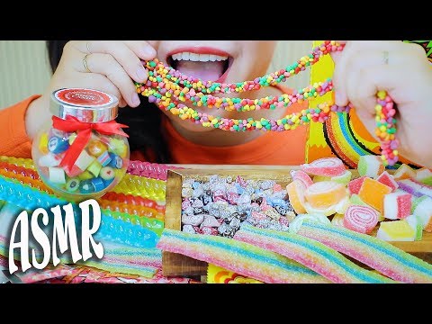 ASMR CANDIES PLATTER (NERDS ROPE,STONE CANDY,GUMMY,JELLY,ROCK CANDY,CHUPA CHUPS ... )| LINH-ASMR