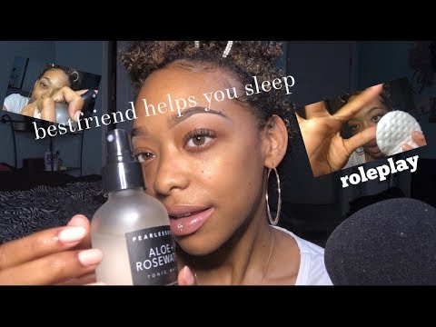 ASMR | Bestfriend helps you sleep 💤 ROLEPLAY | (Personal Attention , relaxing facial)