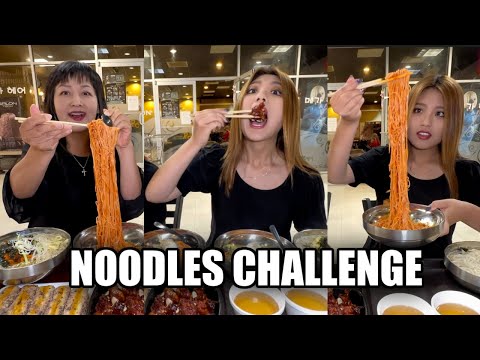 NOODLES CHALLENGE! KOREAN FRIED CHICKEN & RICE CAKES
