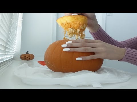 ASMR Pumpkin Carving! 🎃 (Gooey, Squishy, Tapping, Carving sounds:)