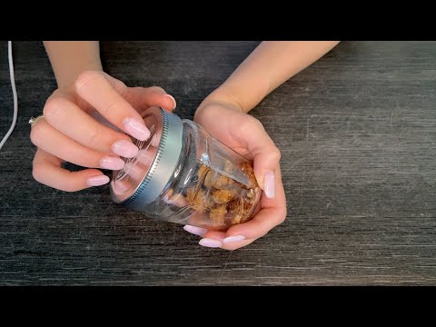 ASMR | crinkly, scratchy, tapping sounds in your ear (roasted almonds in a glas jar) - NO TALKING