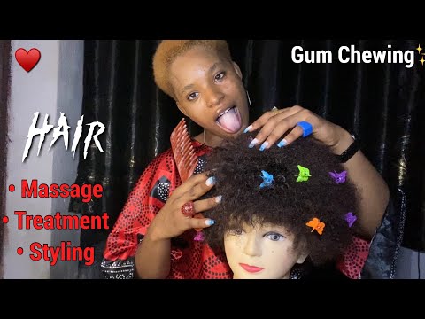 ASMR Scalp + Hair Treatment From Dandruff| Scratching, Massage and Afro Hair Styling with 🦋♥️