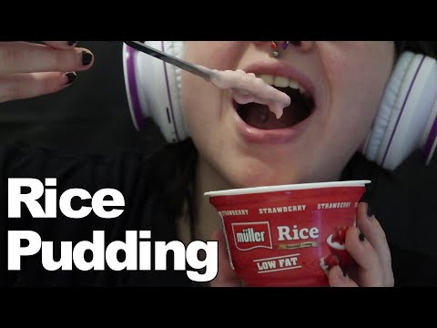 ASMR Strawberry Rice Pudding [Eating Sounds & Container Scraping]