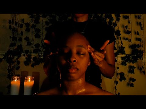 ASMR relaxing scalp + back massage for sleep