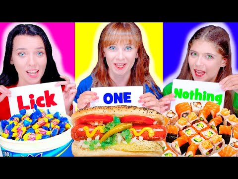 ASMR One Bite VS Lick VS Nothing Mukbang Food Challenge