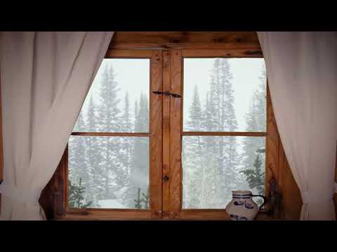 Relaxing Winter Ambience (snow falling, fire place, wind)