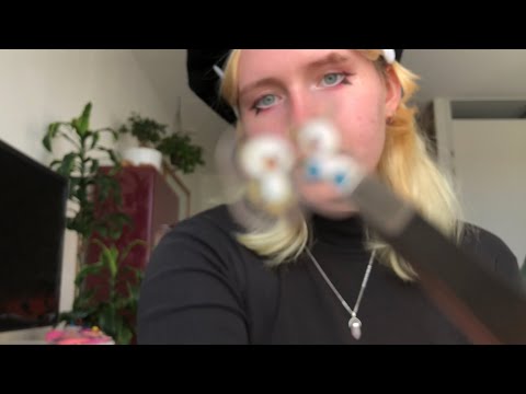 *+:｡ putting stickers on your face! lofi asmr! face touching!