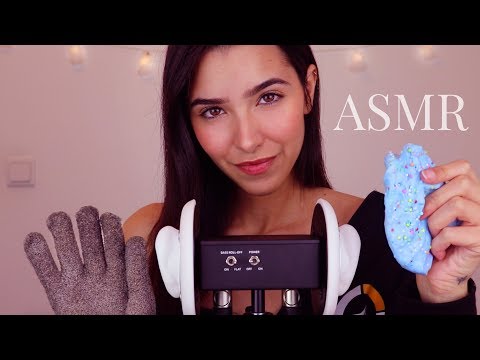 ASMR Playing With Textures on Mic (Bath gloves, Slime, Plastic Wrap, Bubble Wrap...)