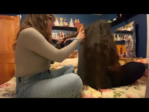 ASMR Hair Brushing and Braiding on a Friend ( lofi)