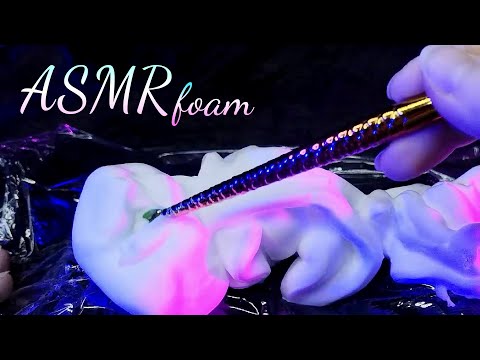 ASMR with shaving foam on plastic wrap on microphones (deep ear crinkles) (no talking)