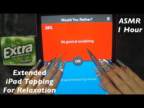 1 Hour ASMR Gum Chewing Would You Rather on iPad | Whispered, Extended iPad Tapping At End For Sleep