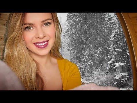 ASMR Cosy Cottage (Crackling Fire, Snow falling, Up Close)