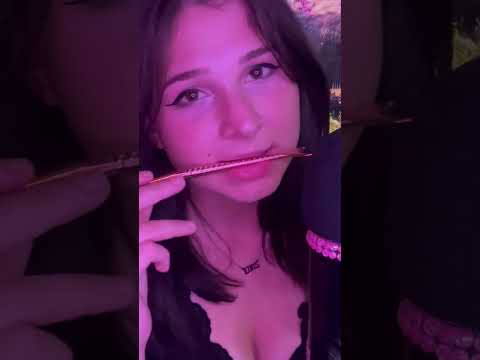 ASMR Mouth Sounds 👅 + brush handle nibbling (Full vid on my channel!)