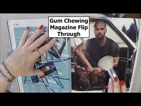 ASMR Gum Chewing Magazine Flip Through. Whisper, Brush. Men's Health