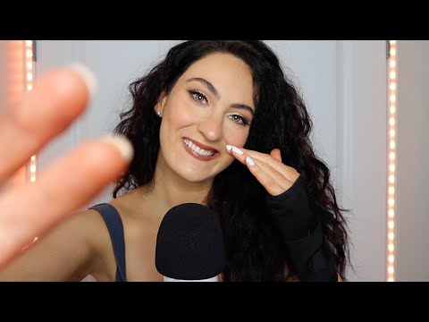 ASMR Clicky Cupped Whispering + Face Touching + Gentle Mic Scratching