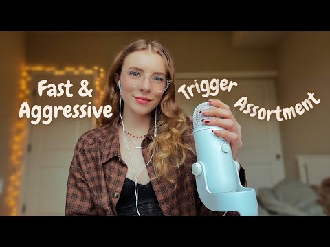 ASMR | FAST & AGGRESSIVE TRIGGER ASSORTMENT (mouth sounds, tapping, mic triggers, visualizations)