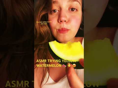 ASMR TRYING YELLOW WATERMELON #yellowwatermelon #watermelon #asmr #asmrshorts #asmreating #fruit
