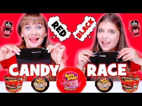 ASMR Red Food And Black Food Candy Race Mukbang #shorts